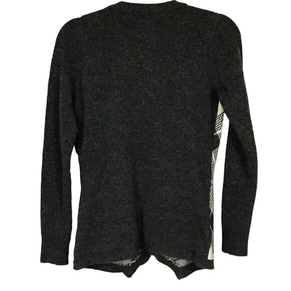 VINTAGE VTG Teenie Weenie Gold Bear Wool Argyle Grey Cream Cardigan Sweater S - Picture 2 of 6